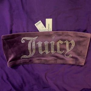 BNWT Juicy Couture Big Bling Plum Velour Bandeau Top 💜